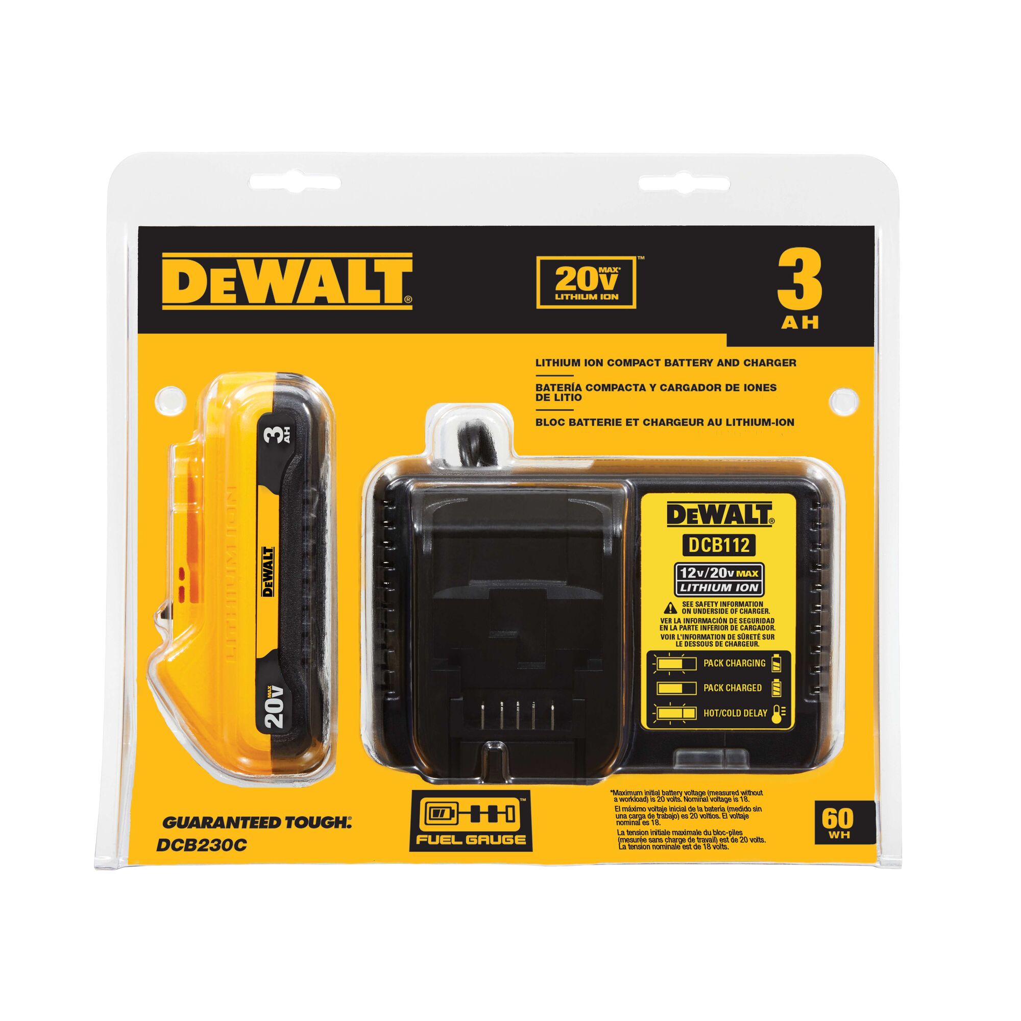 Kit de Bater a 20V MAX XR de 3.0 Ah y Cargador DEWALT